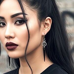 5 For $25💫Alternative Black Spike Dangles With a Silver Swirl Accent